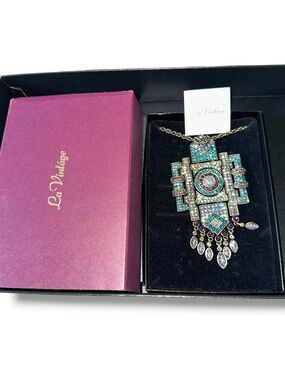 Kathy Levine La Vintage Art Deco Crystal Statement Necklace Brooch Box Ltd NIB